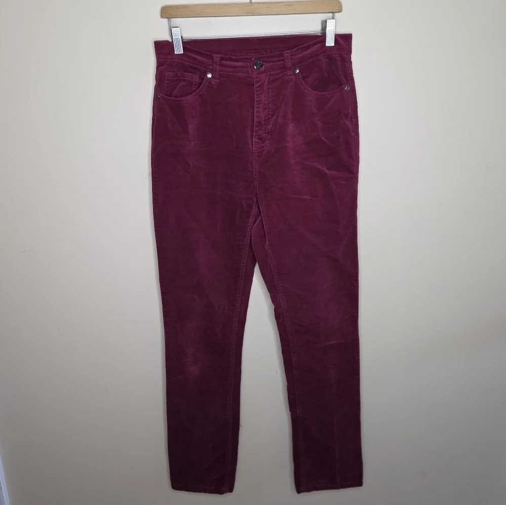 DG2 by Diane Gilman | Burgundy Tall Length Straight Leg Velour Pants Size 8T